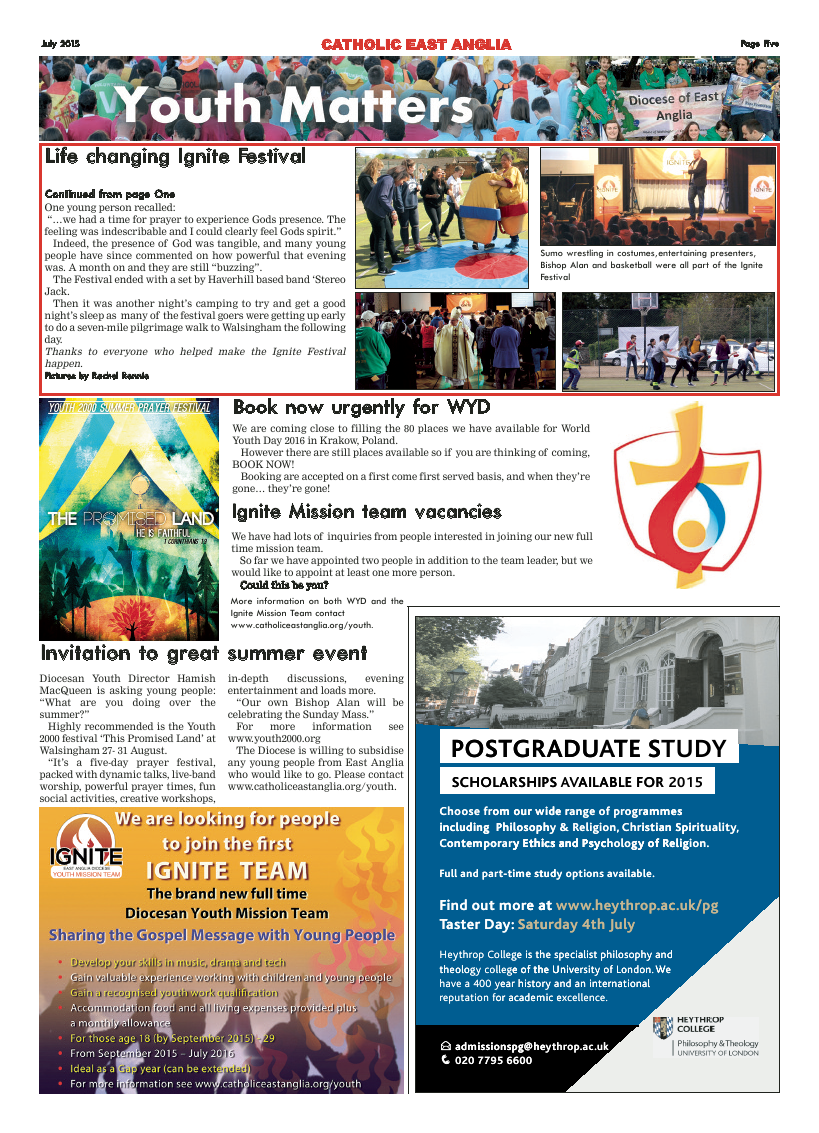 July 2015 edition of the Catholic East Anglia