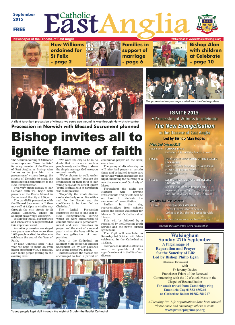 Sept 2015 edition of the Catholic East Anglia