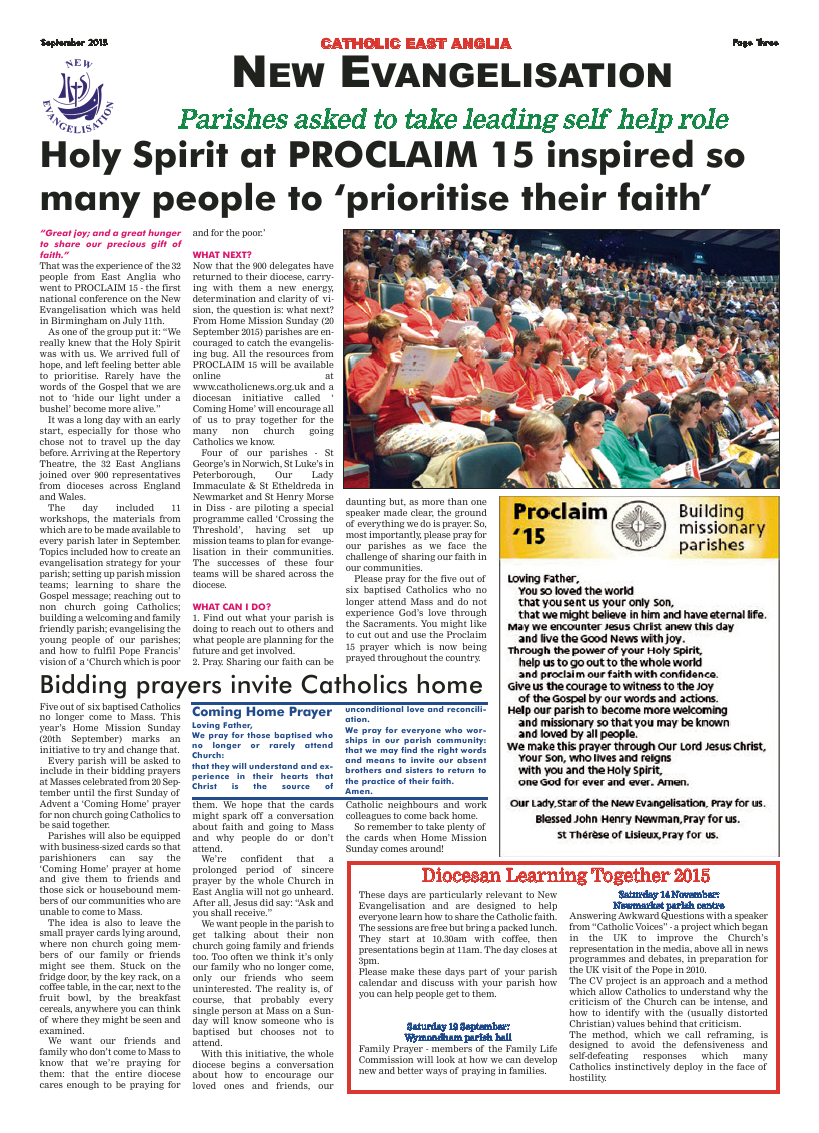 Sept 2015 edition of the Catholic East Anglia