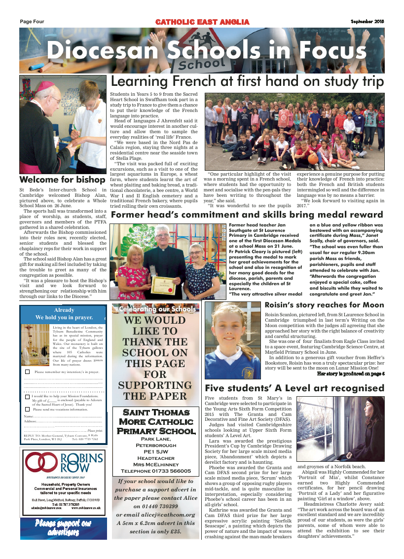 Sept 2015 edition of the Catholic East Anglia