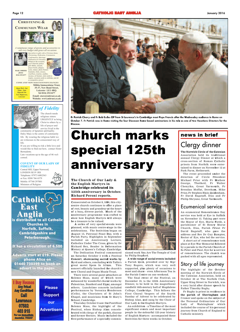 Jan 2016 edition of the Catholic East Anglia - Page 