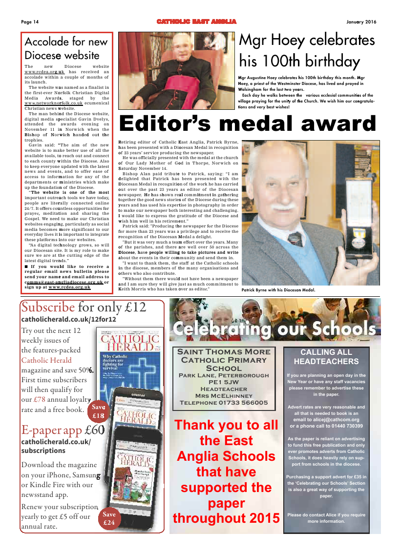 Jan 2016 edition of the Catholic East Anglia - Page 