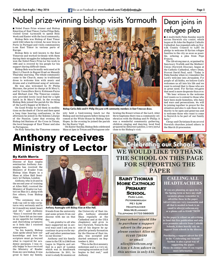 May 2016 edition of the Catholic East Anglia - Page 