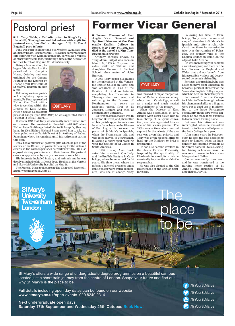 Sept 2016 edition of the Catholic East Anglia - Page 