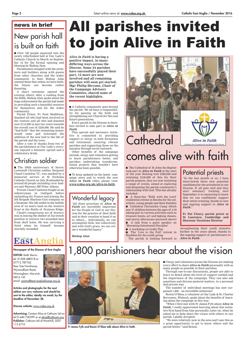 Nov 2016 edition of the Catholic East Anglia - Page 
