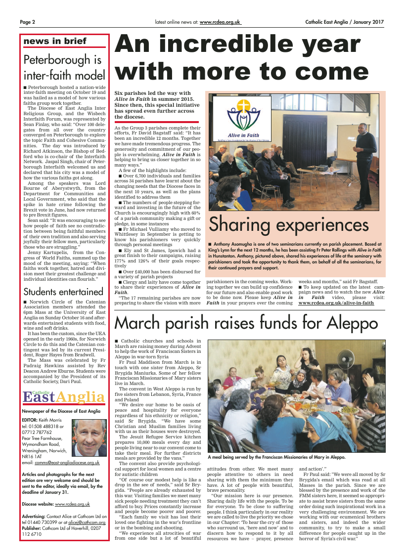 Jan 2017 edition of the Catholic East Anglia - final version with late ad - Page 