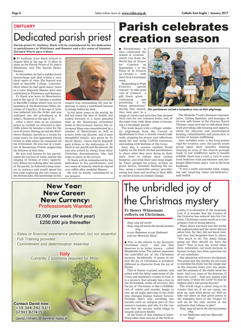 Jan 2017 edition of the Catholic East Anglia - final version with late ad - Page 