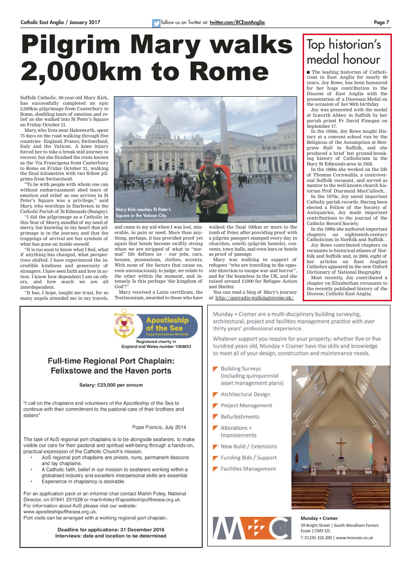 Jan 2017 edition of the Catholic East Anglia - final version with late ad - Page 