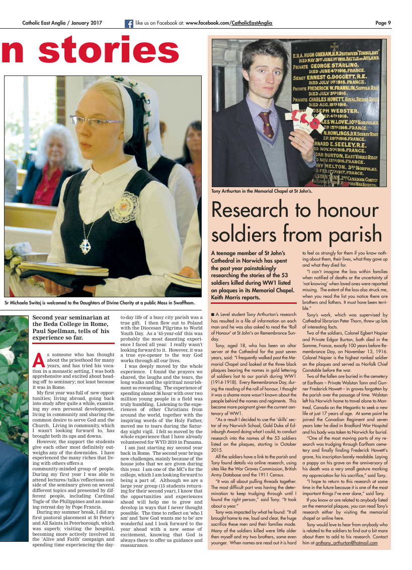 Jan 2017 edition of the Catholic East Anglia - final version with late ad - Page 