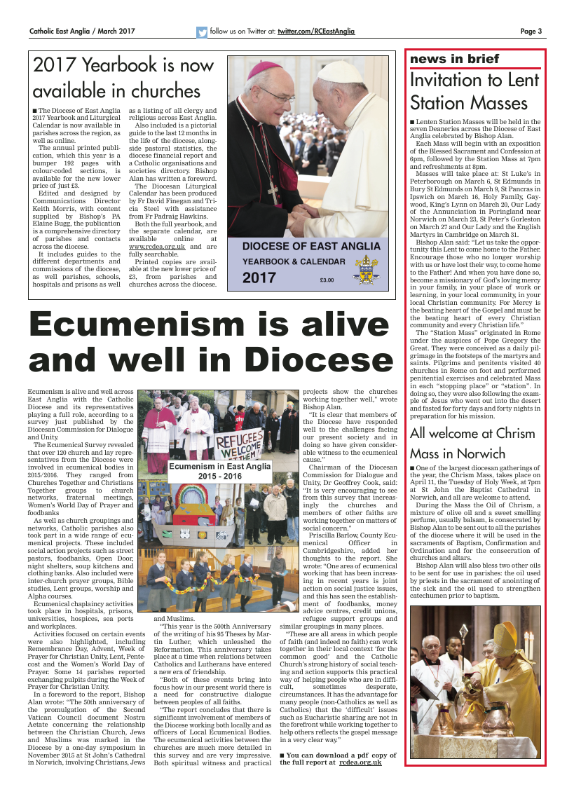 Mar 2017 edition of the Catholic East Anglia - Page 