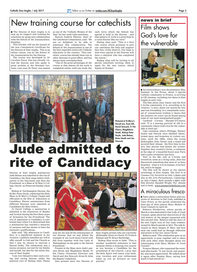 July 2017 edition of the Catholic East Anglia - Page 