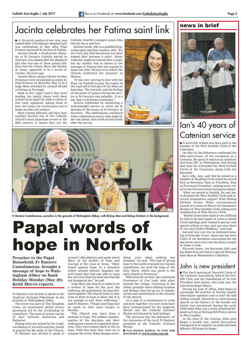 July 2017 edition of the Catholic East Anglia - Page 