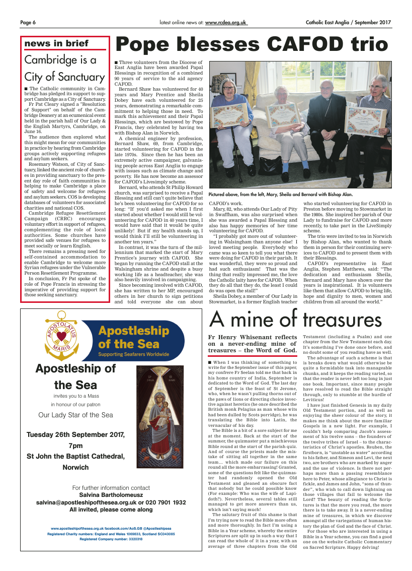 Sept 2017 edition of the Catholic East Anglia - Page 