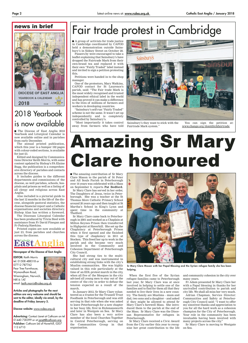 Jan 2018 edition of the Catholic East Anglia - Page 