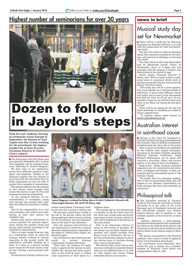 Jan 2018 edition of the Catholic East Anglia - Page 