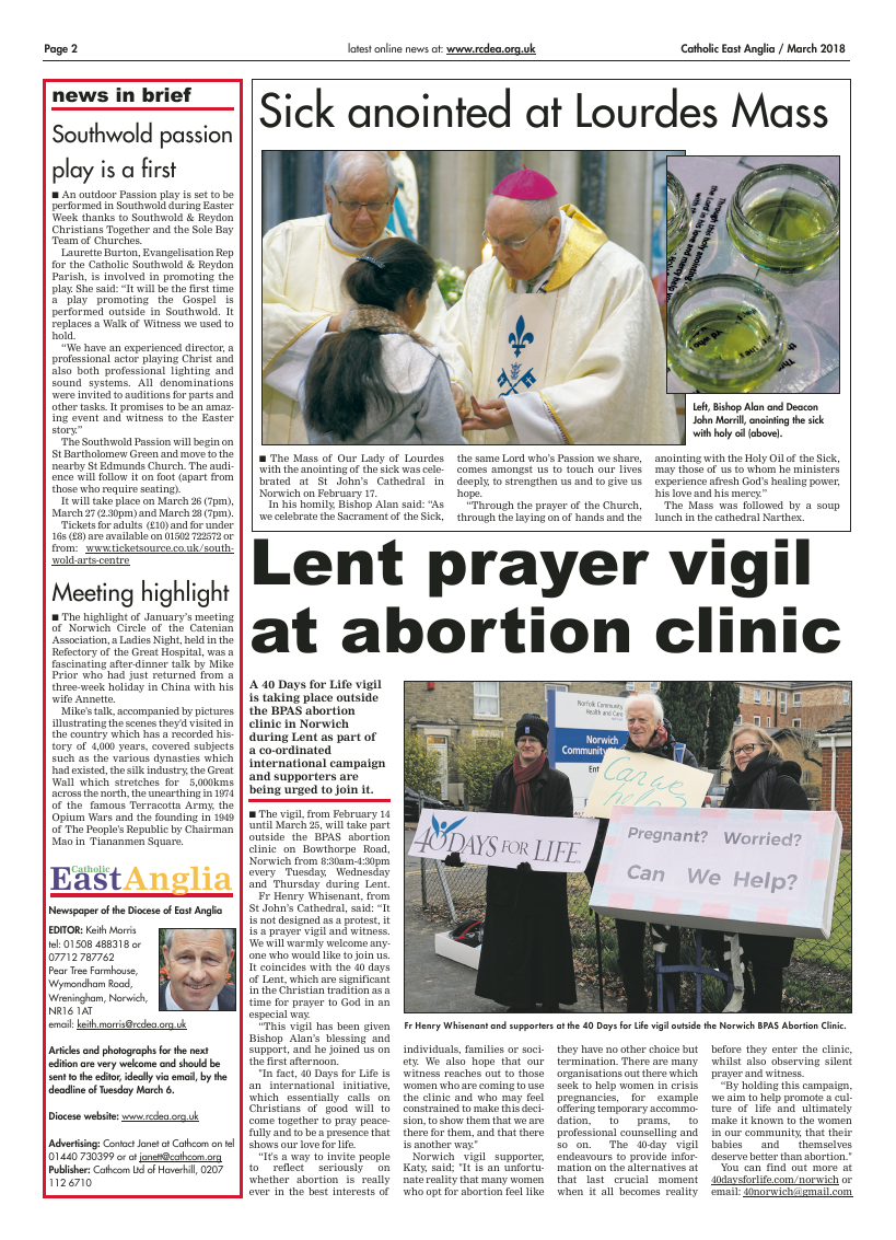 Mar 2018 edition of the Catholic East Anglia - Page 