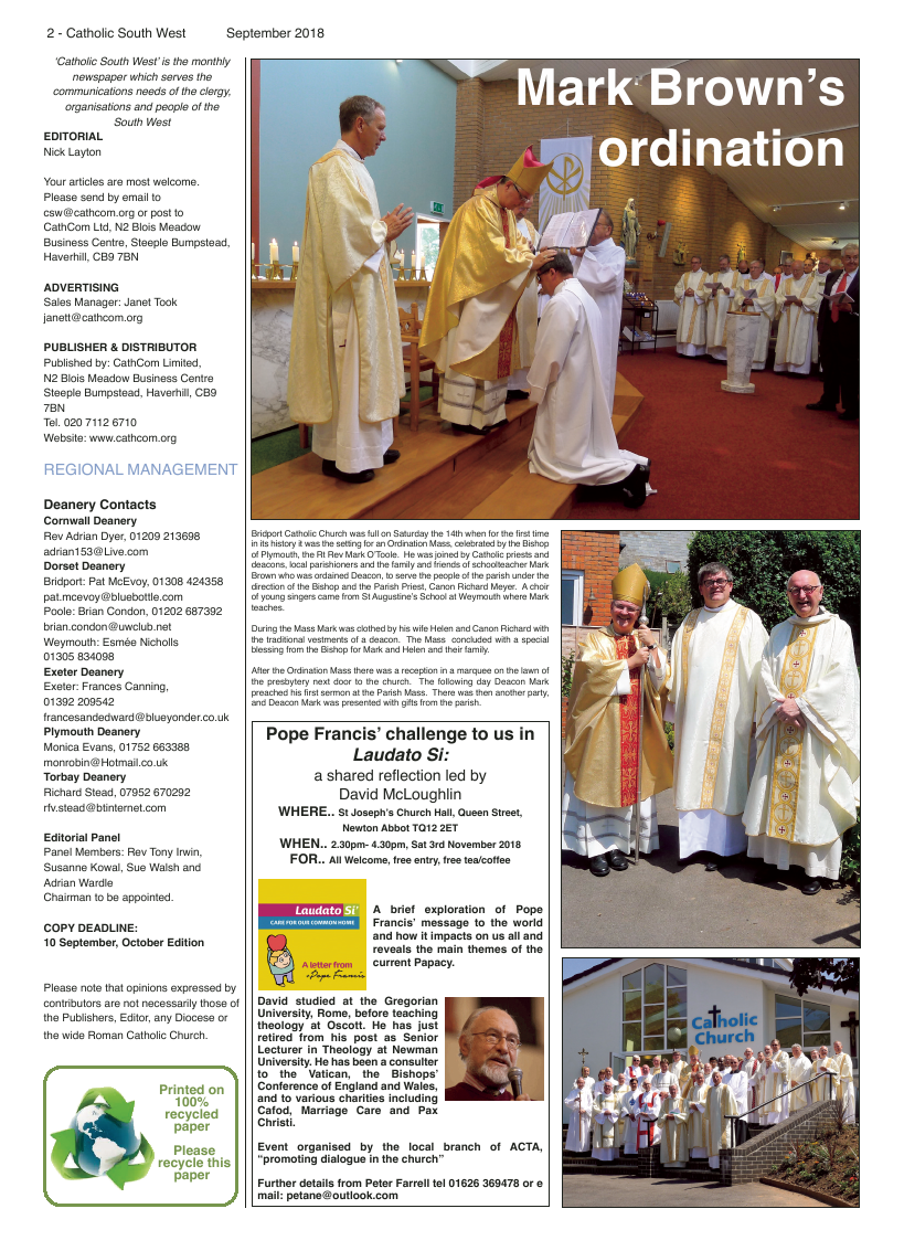 Sept 2018 edition of the Catholic South West - Page 