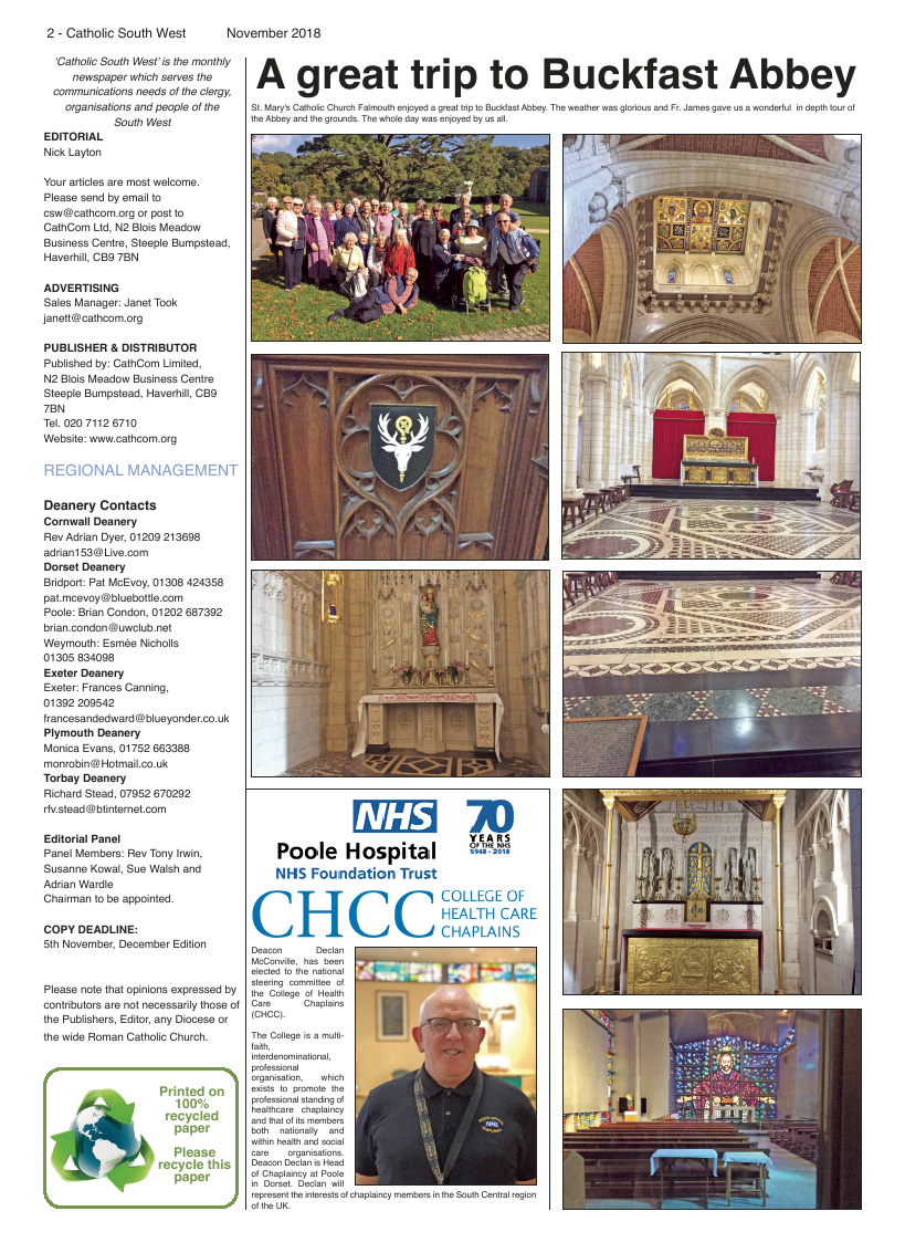Nov 2018 edition of the Catholic South West - Page 