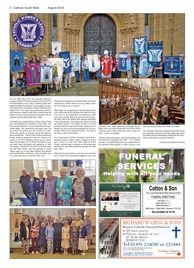 Aug 2018 edition of the Catholic South West - Page 