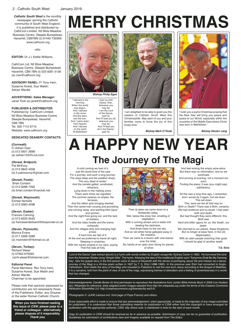 Jan 2019 edition of the Catholic South West - Page 