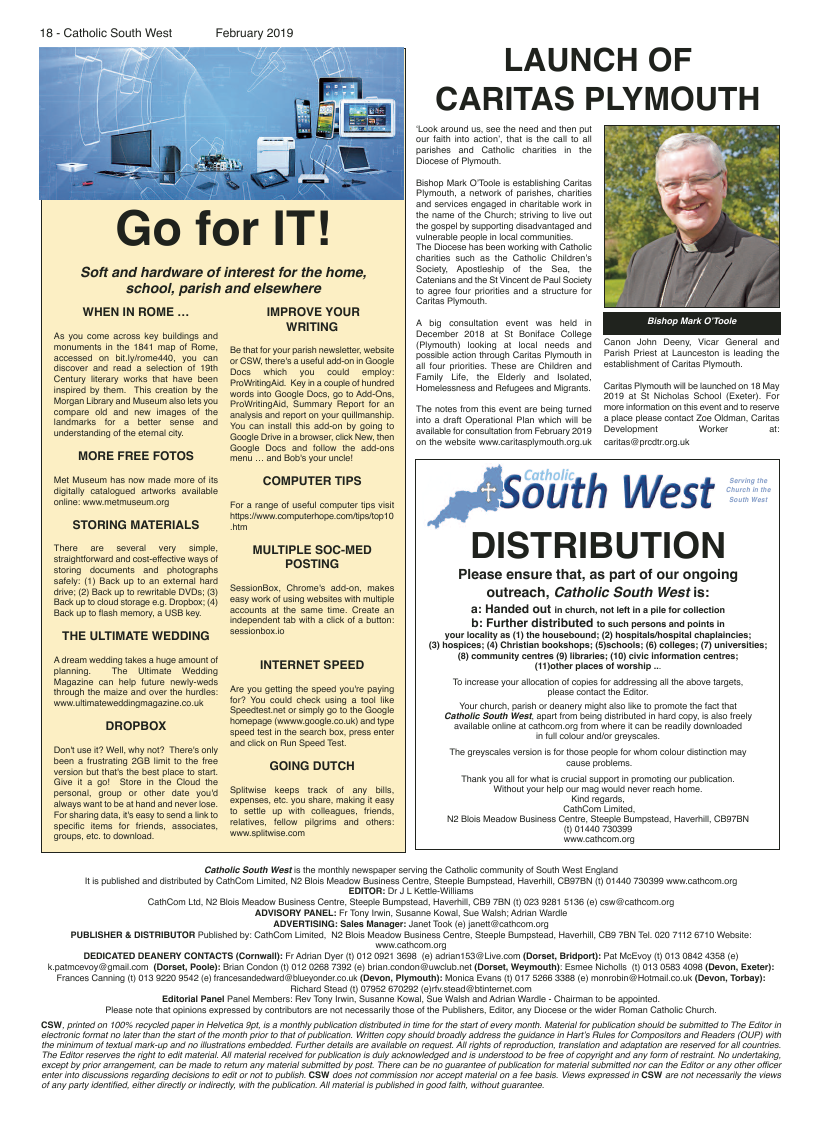 Feb 2019 edition of the Catholic South West - Page 