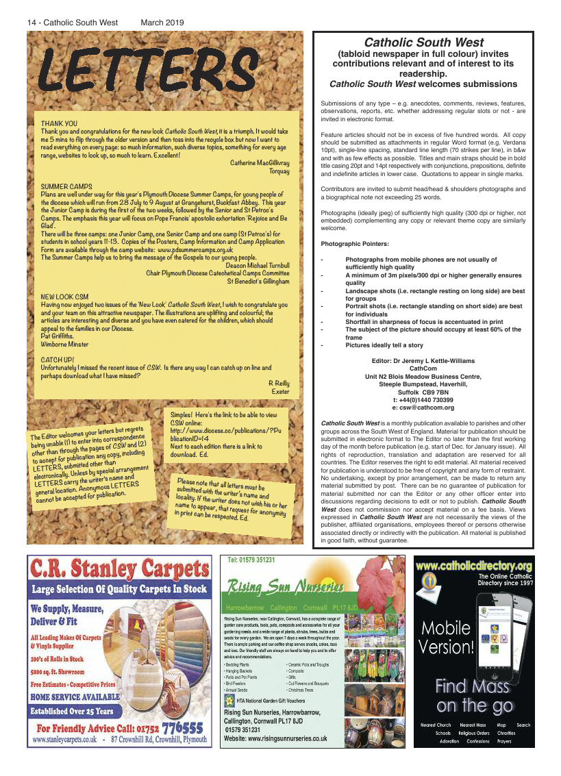 Mar 2019 edition of the Catholic South West - Page 