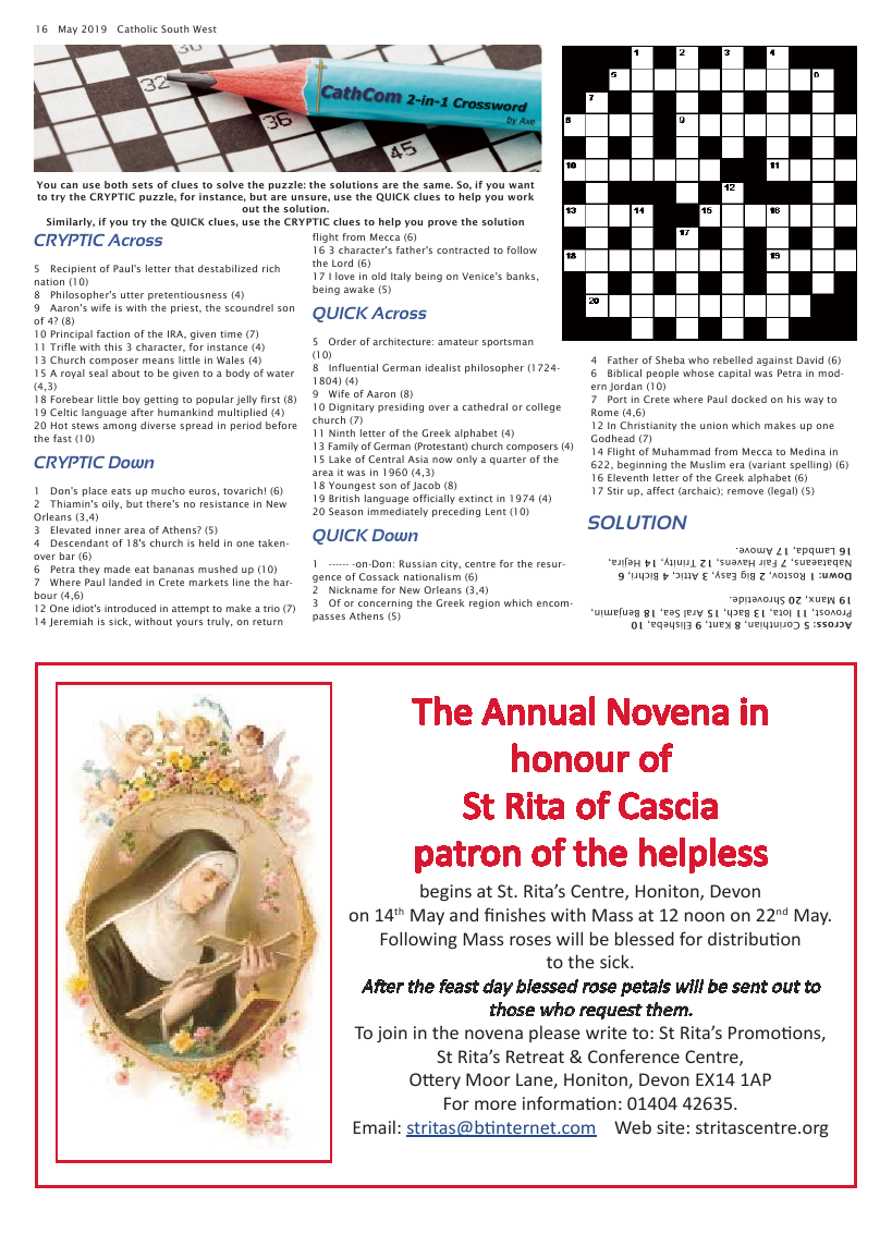 May 2019 edition of the Catholic South West - Page May 2019 edition of the Catholic South West - Page