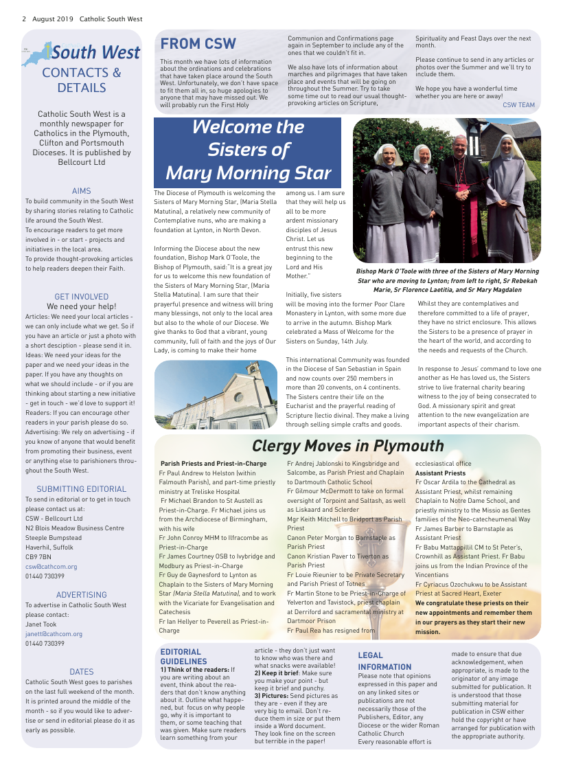 Aug 2019 edition of the Catholic South West - Page 