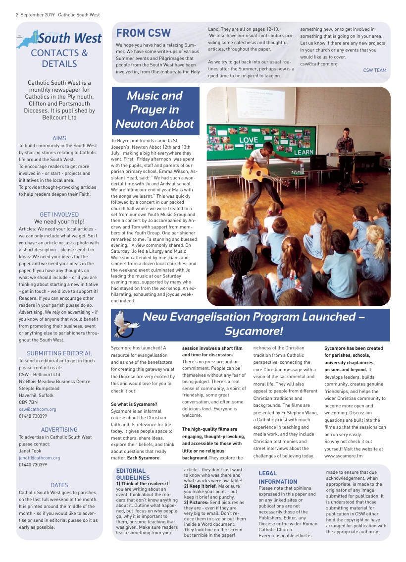 Sept 2019 edition of the Catholic South West - Page 