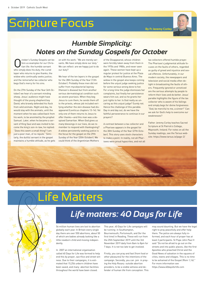 Oct 2019 edition of the Catholic South West - Page 