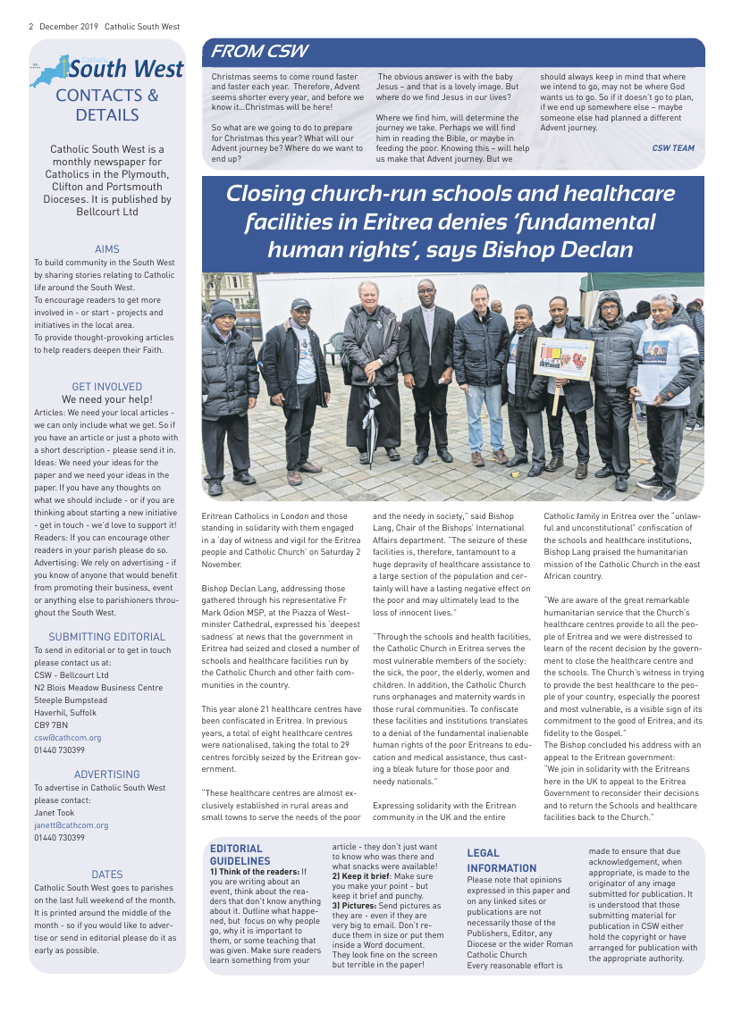 Dec 2019 edition of the Catholic South West - Page 