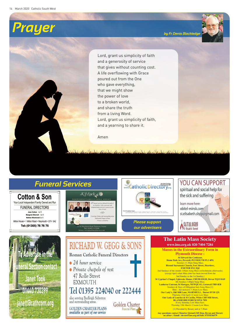 Mar 2020 edition of the Catholic South West Mar 2020 edition of the Catholic South West