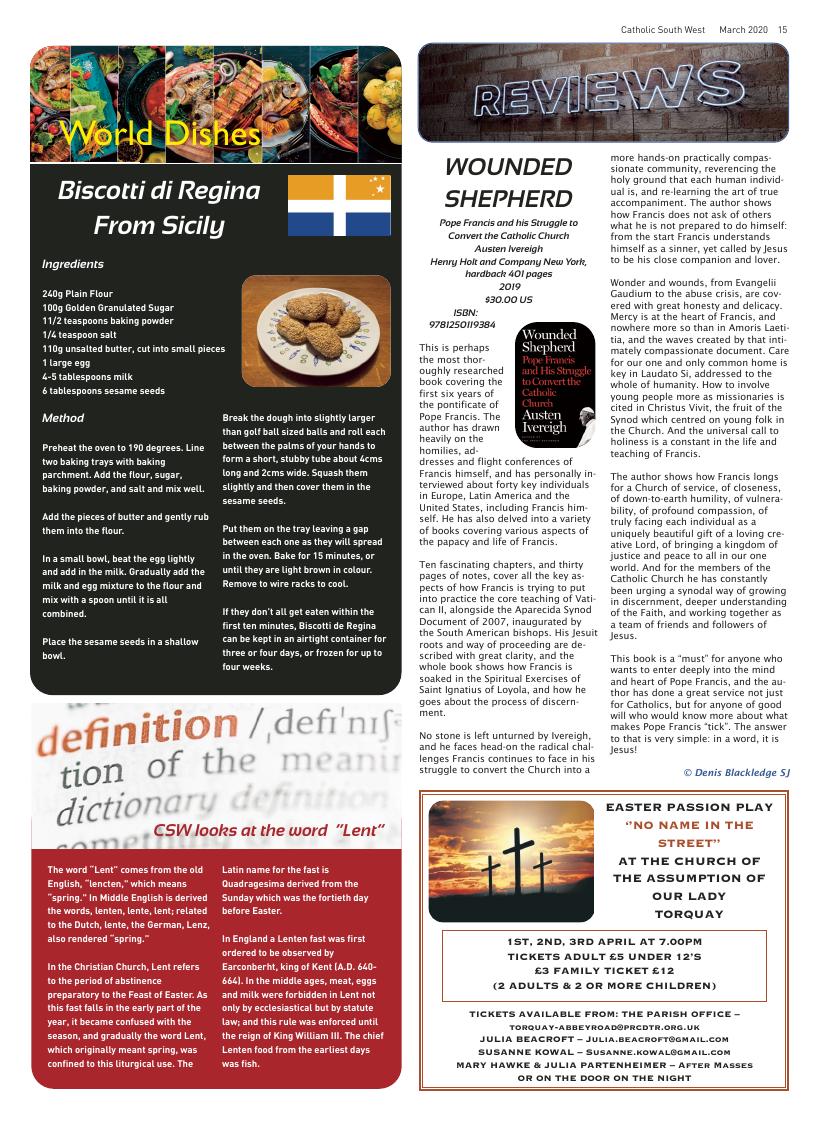 Mar 2020 edition of the Catholic South West Mar 2020 edition of the Catholic South West