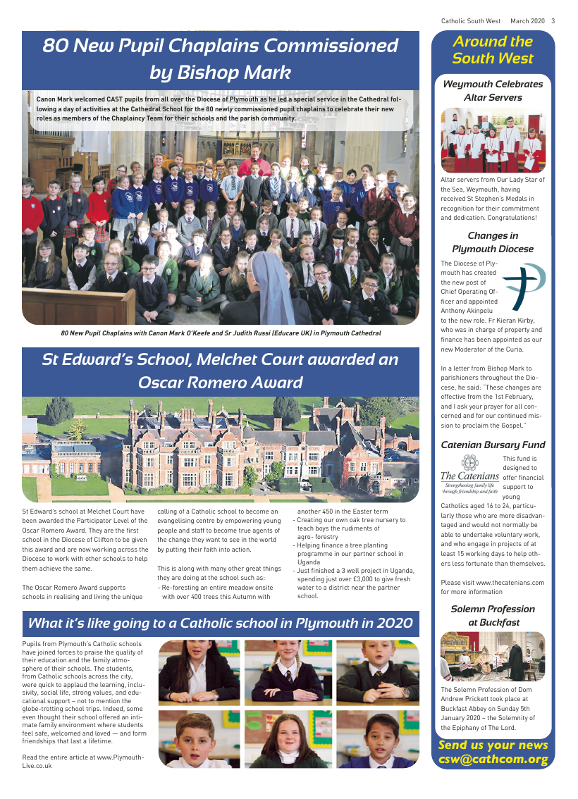 Mar 2020 edition of the Catholic South West Mar 2020 edition of the Catholic South West