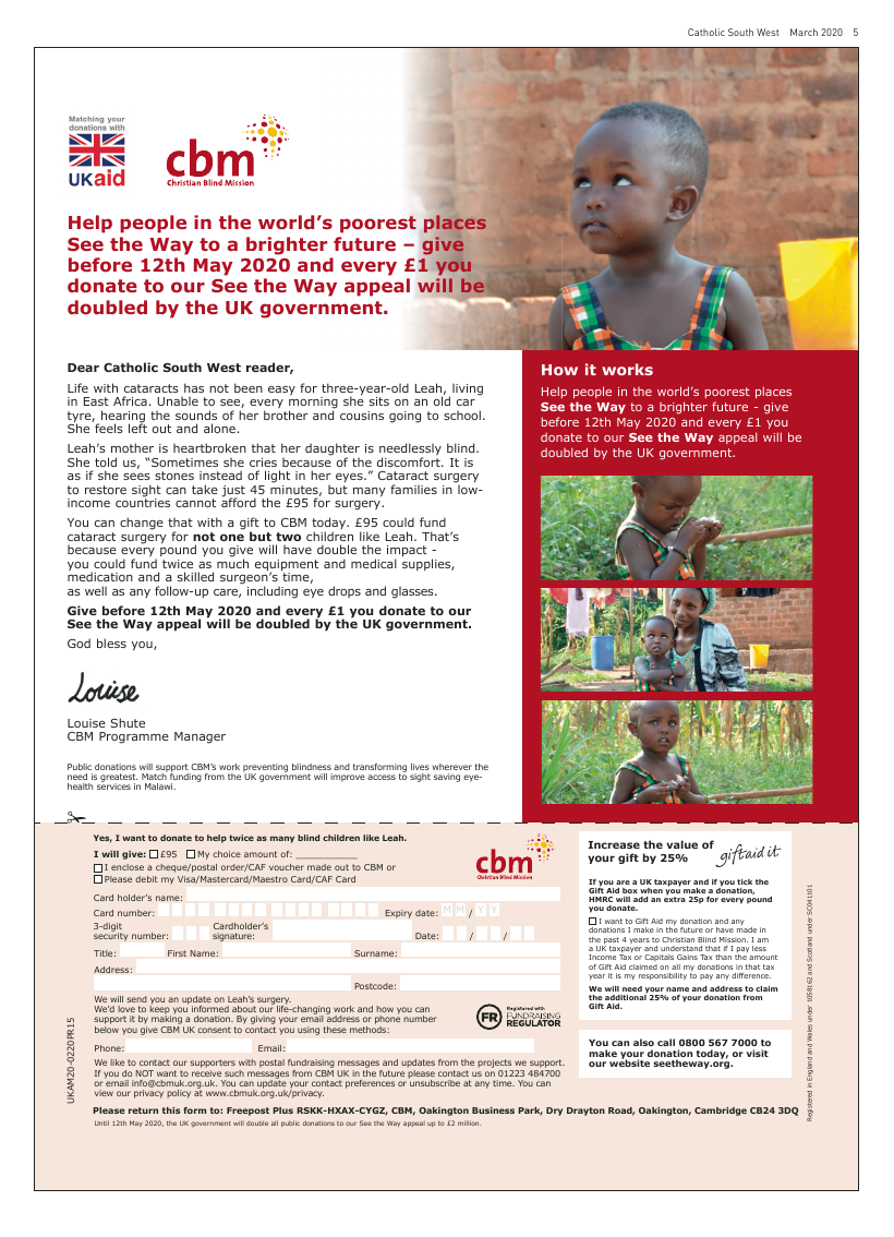 Mar 2020 edition of the Catholic South West Mar 2020 edition of the Catholic South West