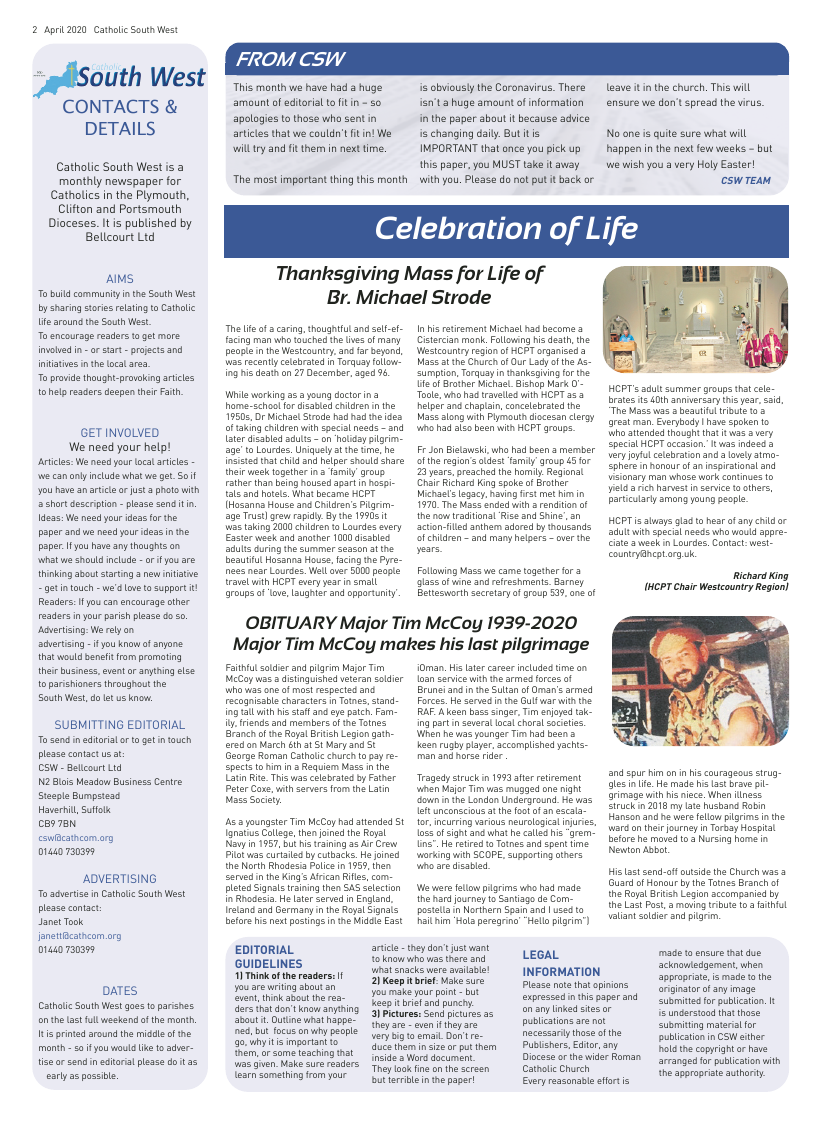 Apr 2020 edition of the Catholic South West