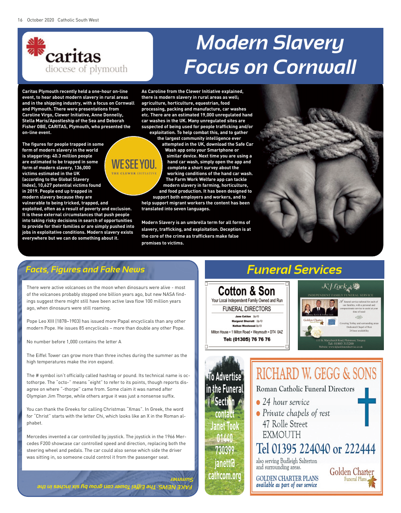 Sept 2020 edition of the Catholic South West Sept 2020 edition of the Catholic South West