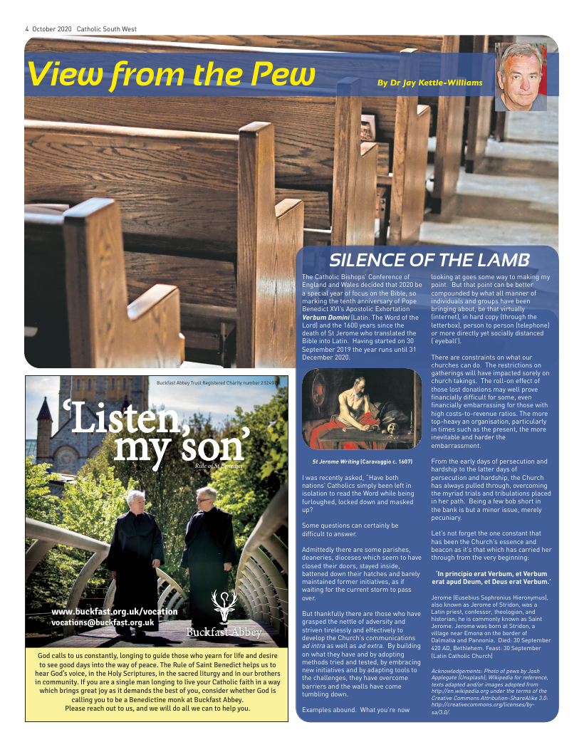 Sept 2020 edition of the Catholic South West Sept 2020 edition of the Catholic South West
