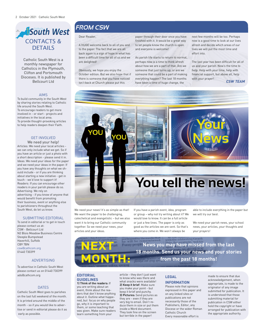 Oct 2021 edition of the Catholic South West Oct 2021 edition of the Catholic South West