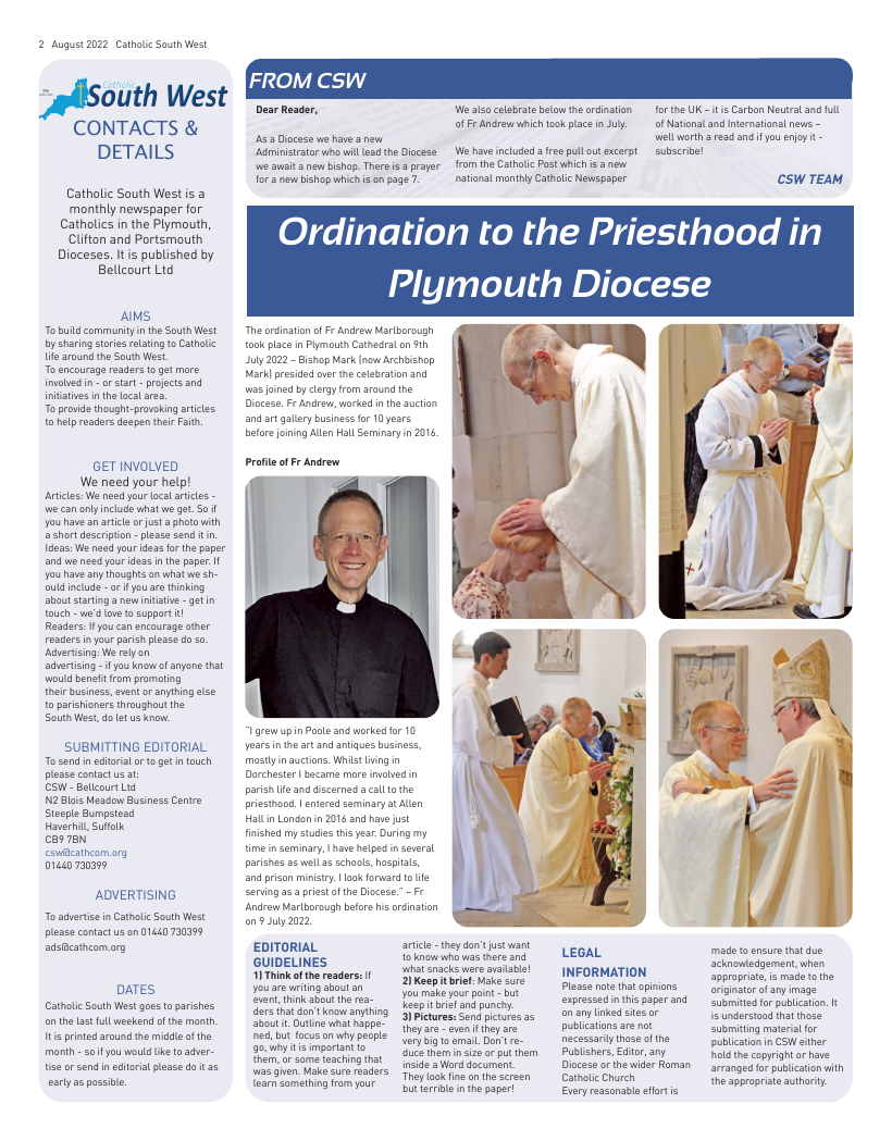 Aug 2022 edition of the Catholic South West