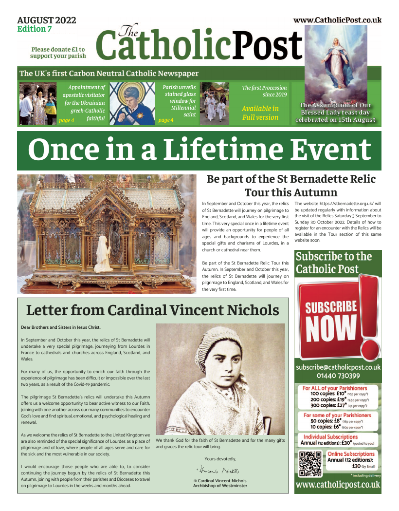 Aug 2022 edition of the Catholic South West