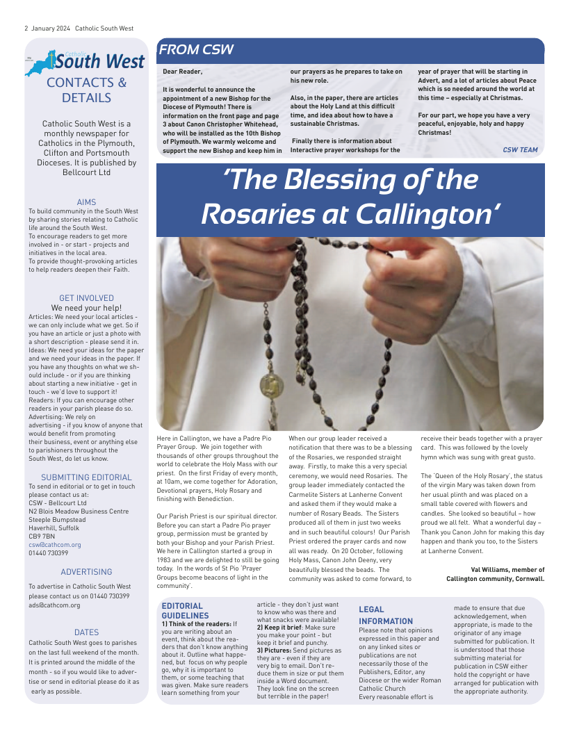 Jan 2024 edition of the Catholic South West