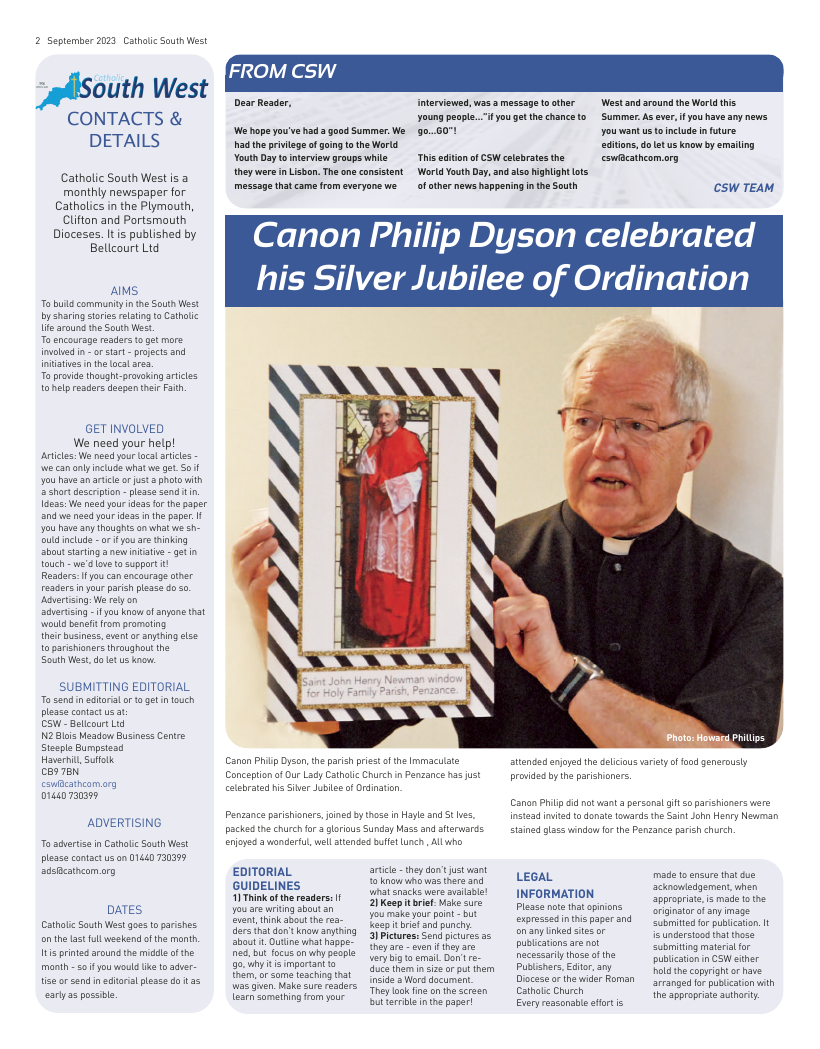 Sept 2023 edition of the Catholic South West