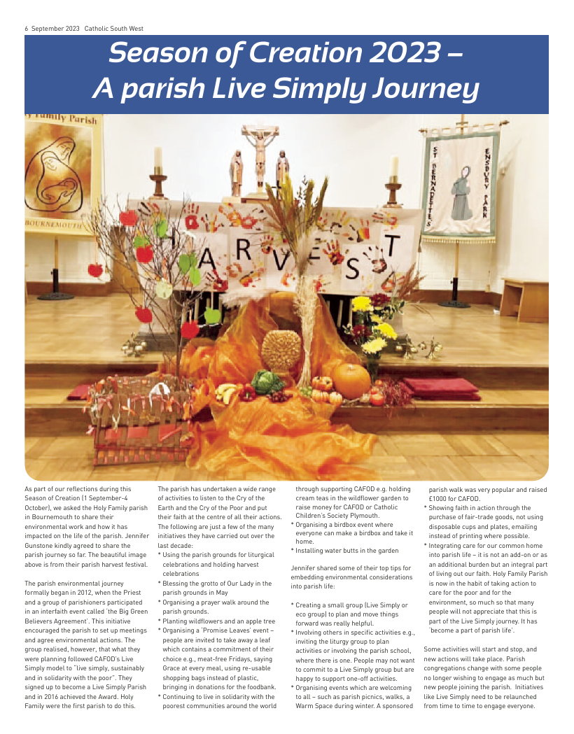 Sept 2023 edition of the Catholic South West