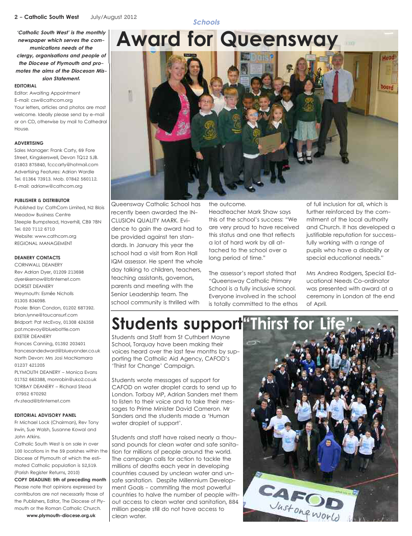 Jul/Aug 2012 edition of the Catholic South West