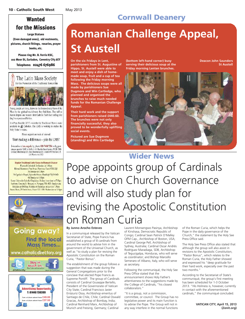 May 2013 edition of the Catholic South West