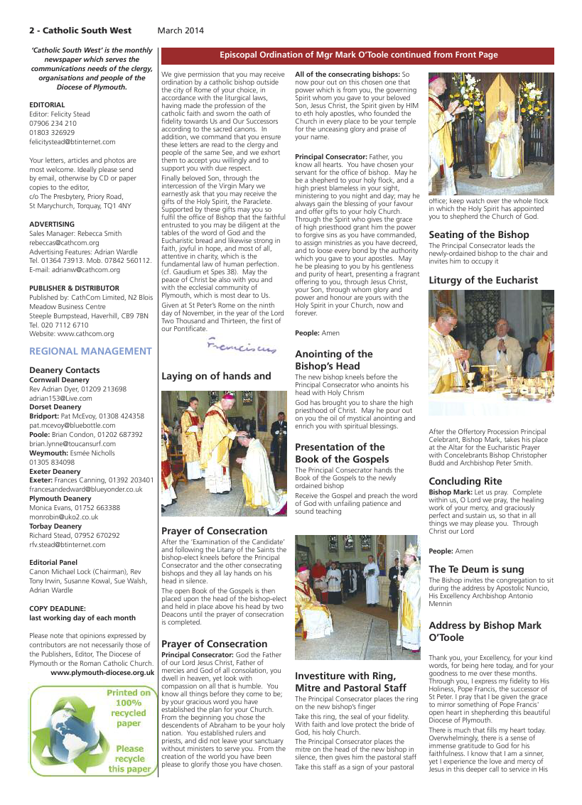 Mar 2014 edition of the Catholic South West