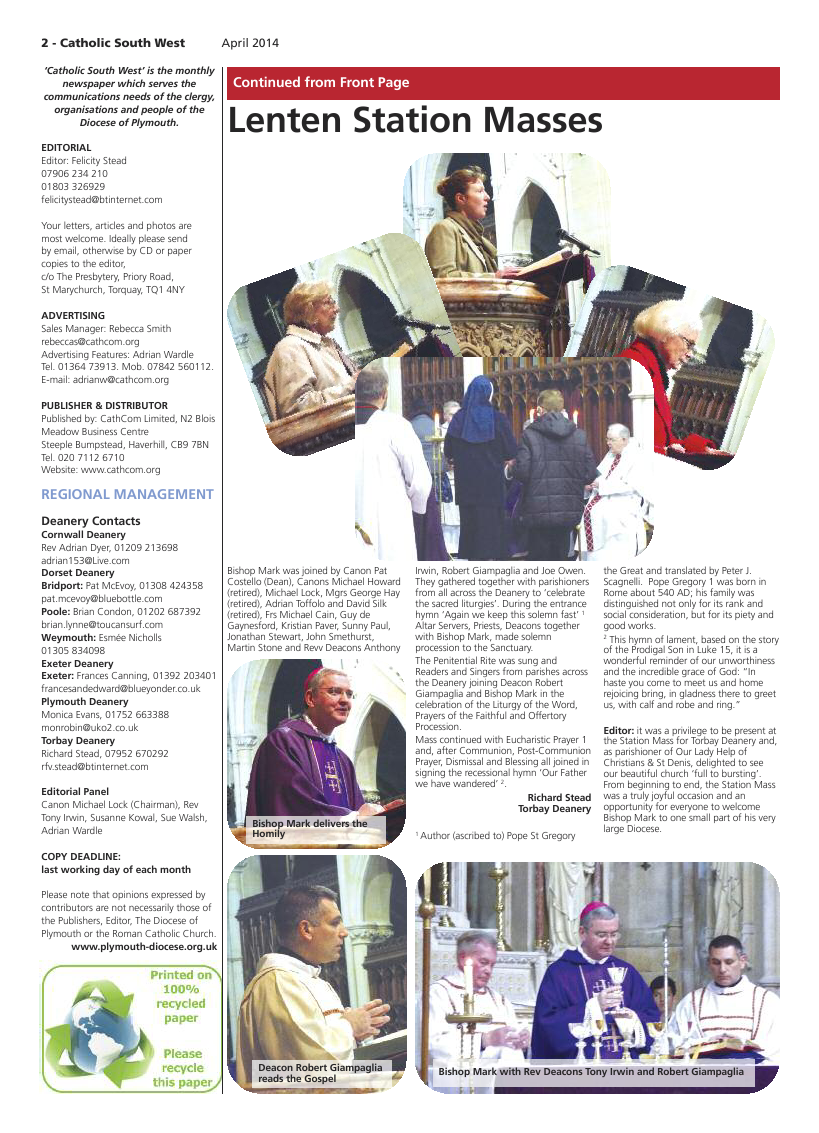 Apr 2014 edition of the Catholic South West