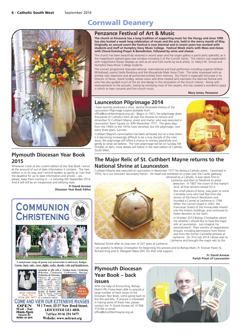 Sept 2014 edition of the Catholic South West