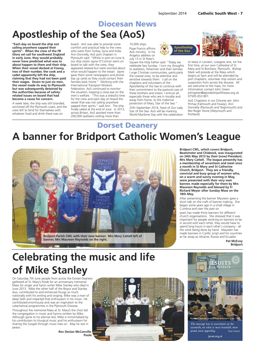 Sept 2014 edition of the Catholic South West
